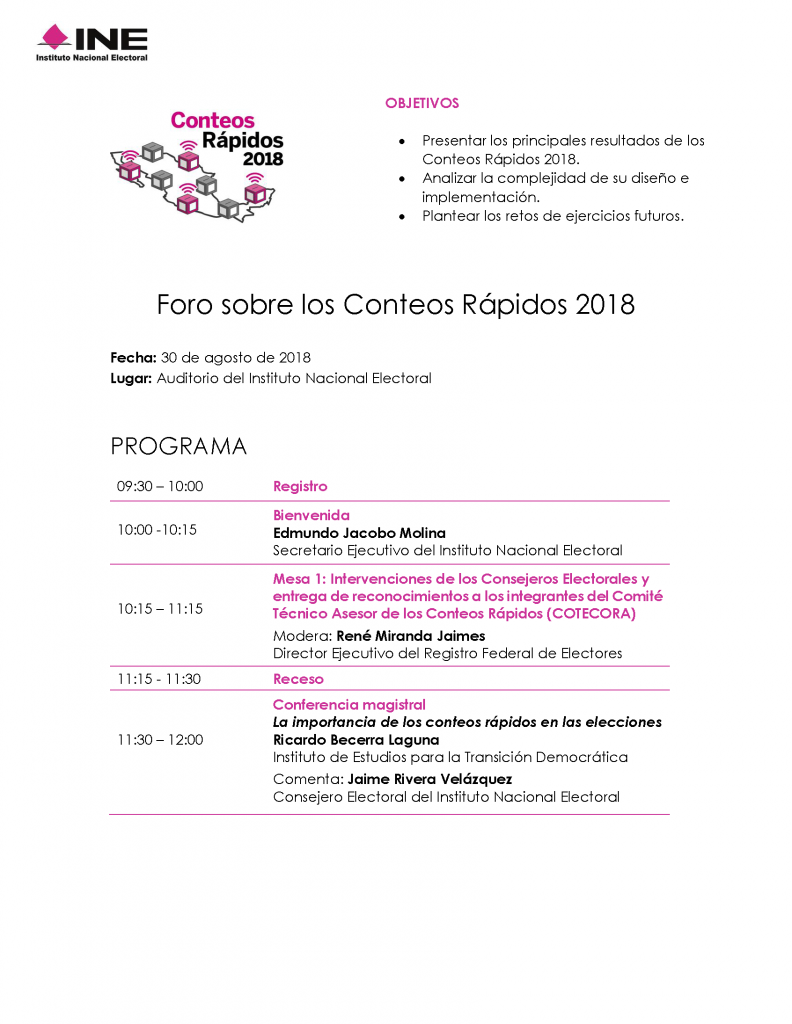 Foro: Los conteos rápidos del proceso electoral 2017-2018