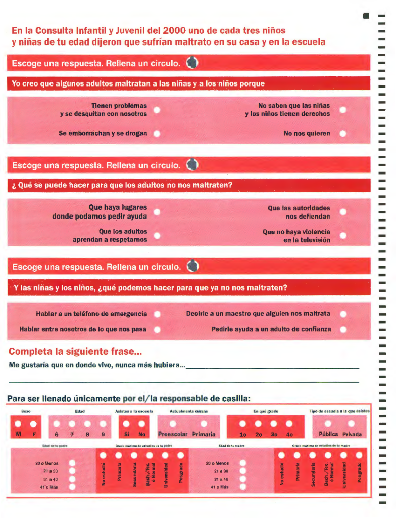 Boleta de 6 a 9 años, pág. 2: Consulta Infantil y Juvenil 2003