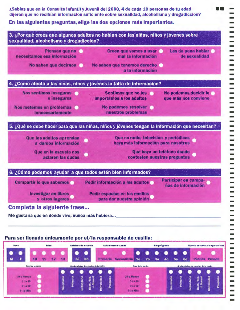 Boleta de 10 a 13 años, pág. 2: Consulta Infantil y Juvenil 2003