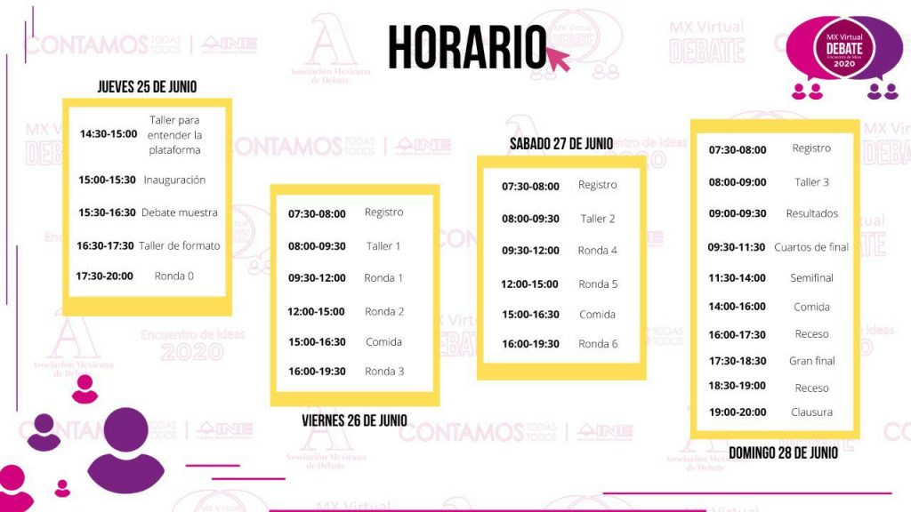 Torneo Virtual mx Debate 2020 - Horarios