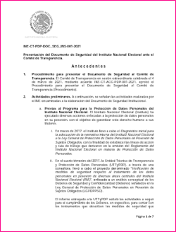 Acuerdo de Presentación del Documento de Seguridad Institucional