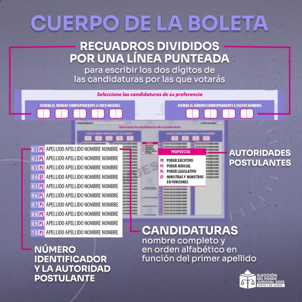 Cuerpo de la boleta Ministros SCJN