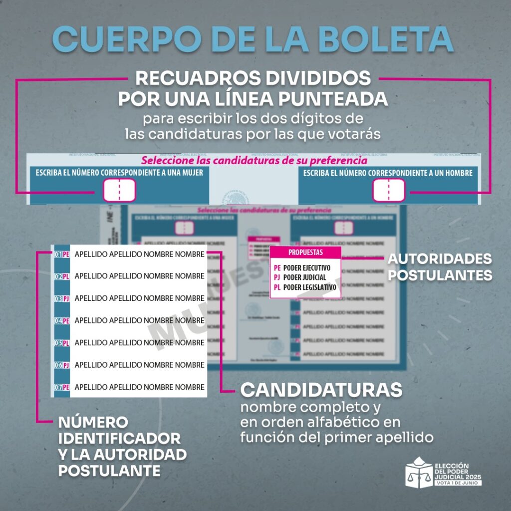 Cuerpo de la boleta de Magistraturas de la Sala Superior del TEPJF