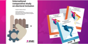 logotipo de INE con tres informes superpuestos